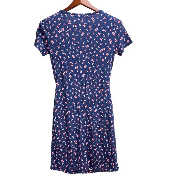 41 Hawthorn Bridgitte Knit Navy and Pink Floral Print Short Sleeve Dress With St - Picture 2 of 4